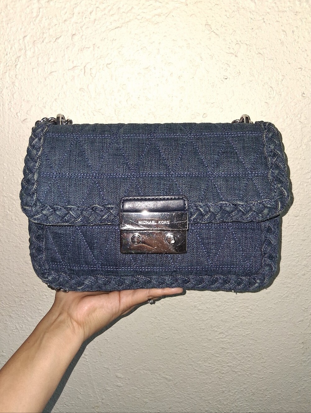 Michael Kors Sloan Quilted Denim Shoulder Bag